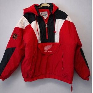 Vintage 1990s Starter Detroit Red Wings NHL Pullover Jacket Mens XL Coat 1/4 Zip